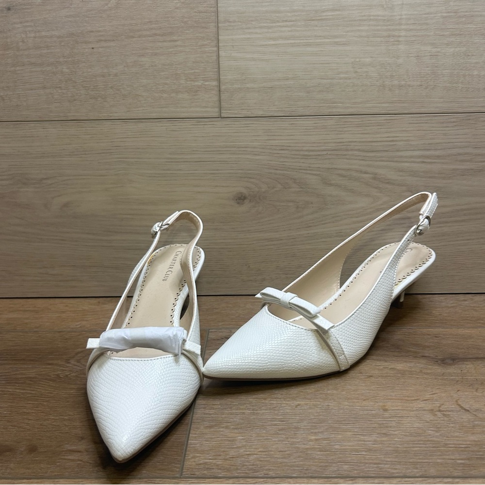 Charter Club Gilaa Slingback Pumps, WHITE 7 Brand New